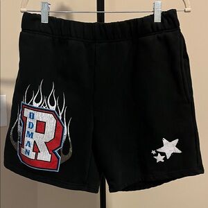 Dennis Rodman-inspired Varsity Fleece Shorts from Rodman Brand.  Size M
